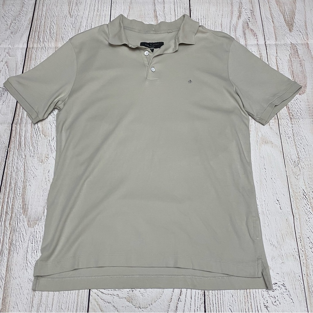 rag & bone Light Gray Taupe Polo Shirt Medium